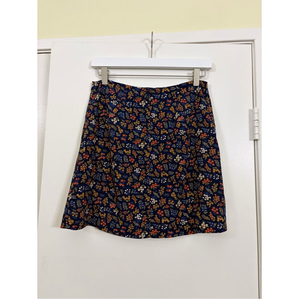 Madewell Navy Floral Faux Wrap Mini Skirt Button Detail Size 2 Cottagecore - Picture 7 of 10